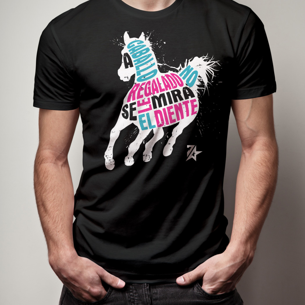 SieteStar Black t-shirt - Horse Design