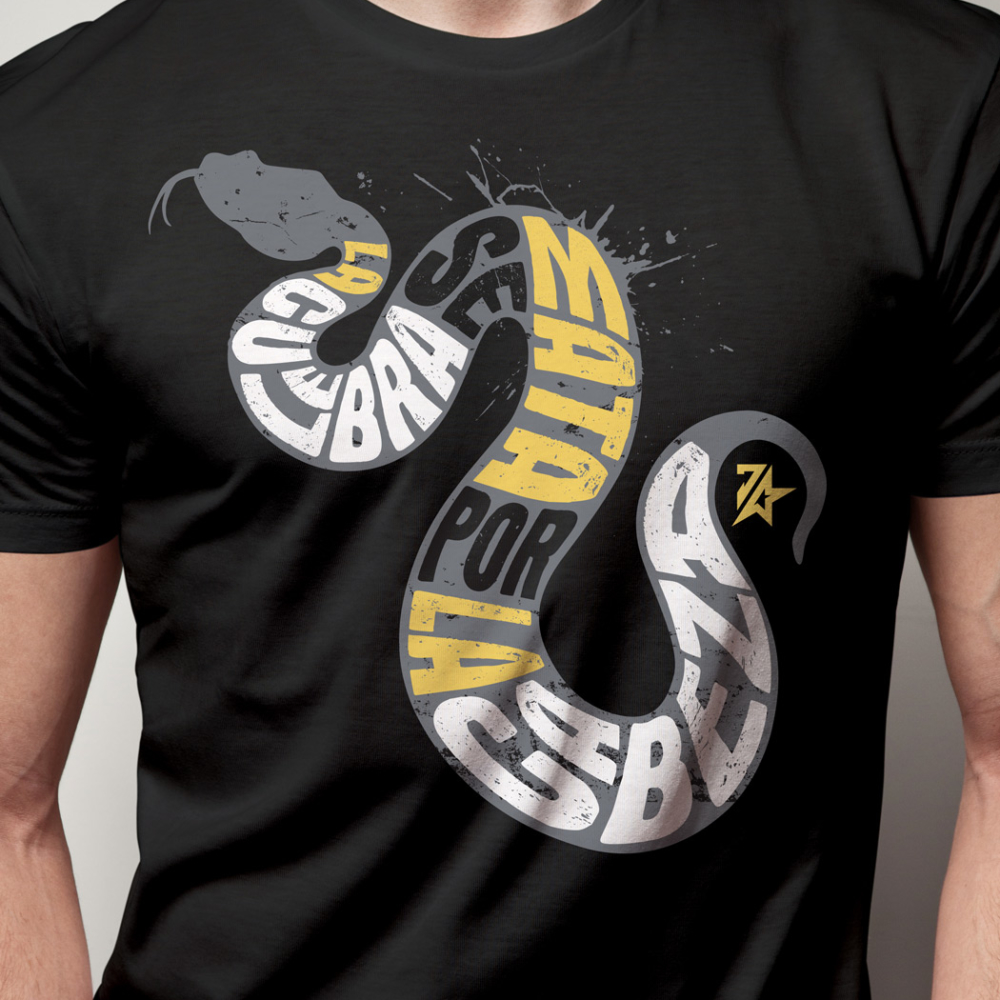 SieteStar Black t-shirt - Snake Design