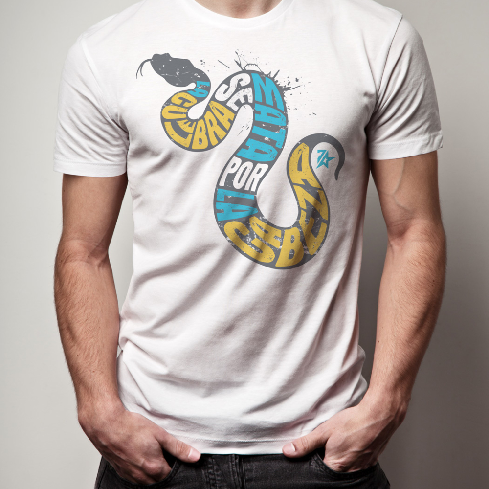 SieteStar White t-shirt - Snake Design