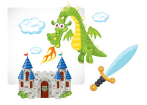 Illustration of Dragon and Castle