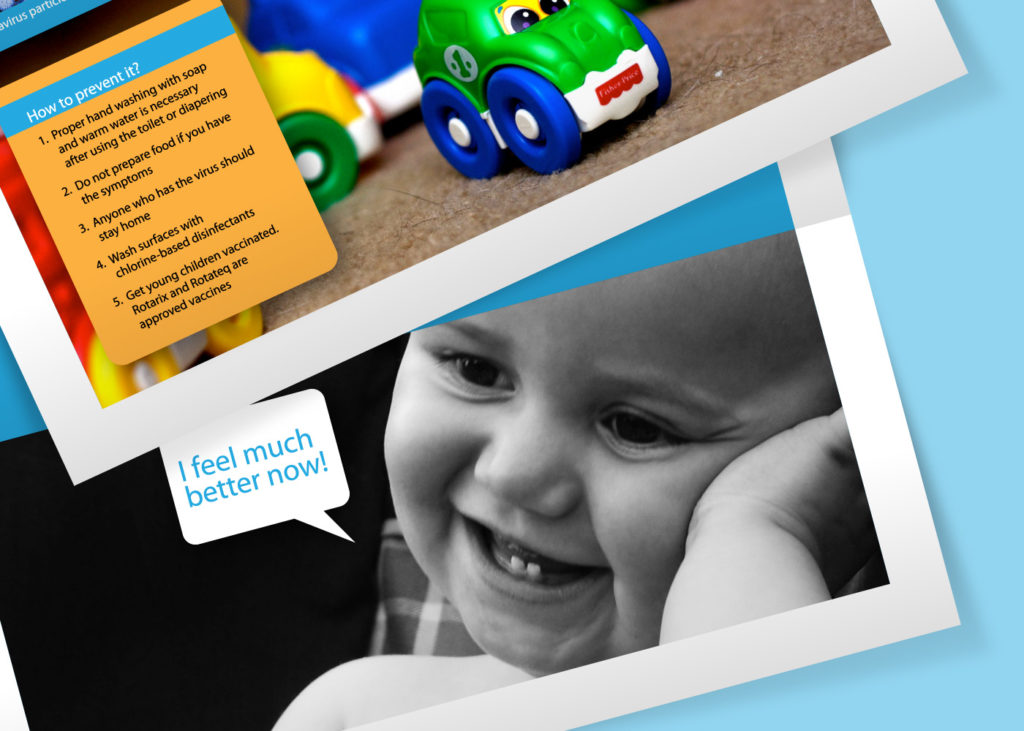 Rotavirus Brochure, showing a photo of a child feeling better