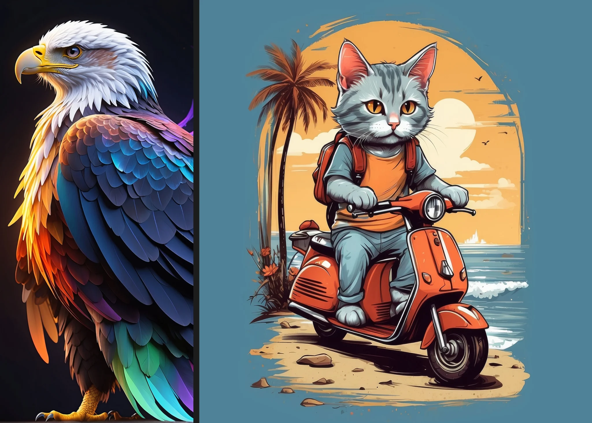 AI Portfolio Work - Eagle, Cat